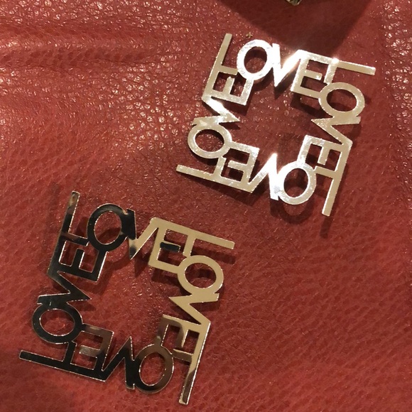 Large LOVE Earrings for SALE - Color: Silver - Picture 2 of 3